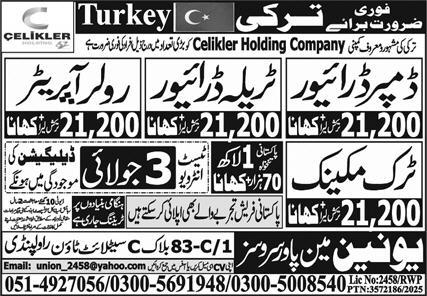 Driver, Truck Mechanic Jobs in Turkey